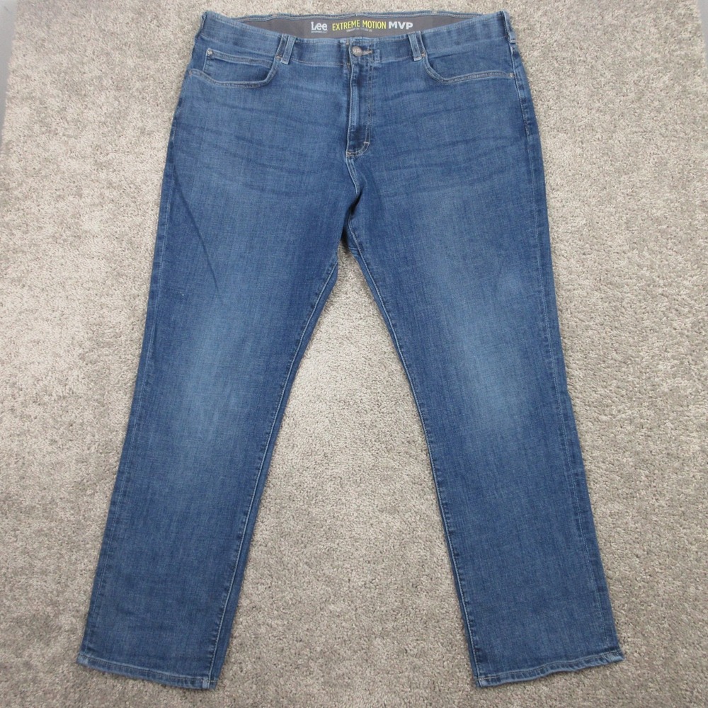 Lee Jeans Mens 44x32 Blue Straight Fit Tapered Leg Stretch Waistband Denim Pants
